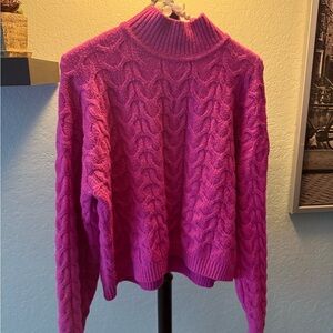 Pink Rose Turtleneck Sweater in Striking Pink